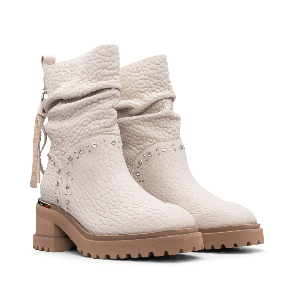 Bota Casual Mulher Pele Bege - Image 2