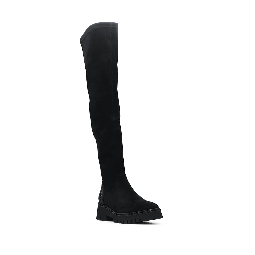Bota Salto Médio Mulher Camurça Preto - Image 3