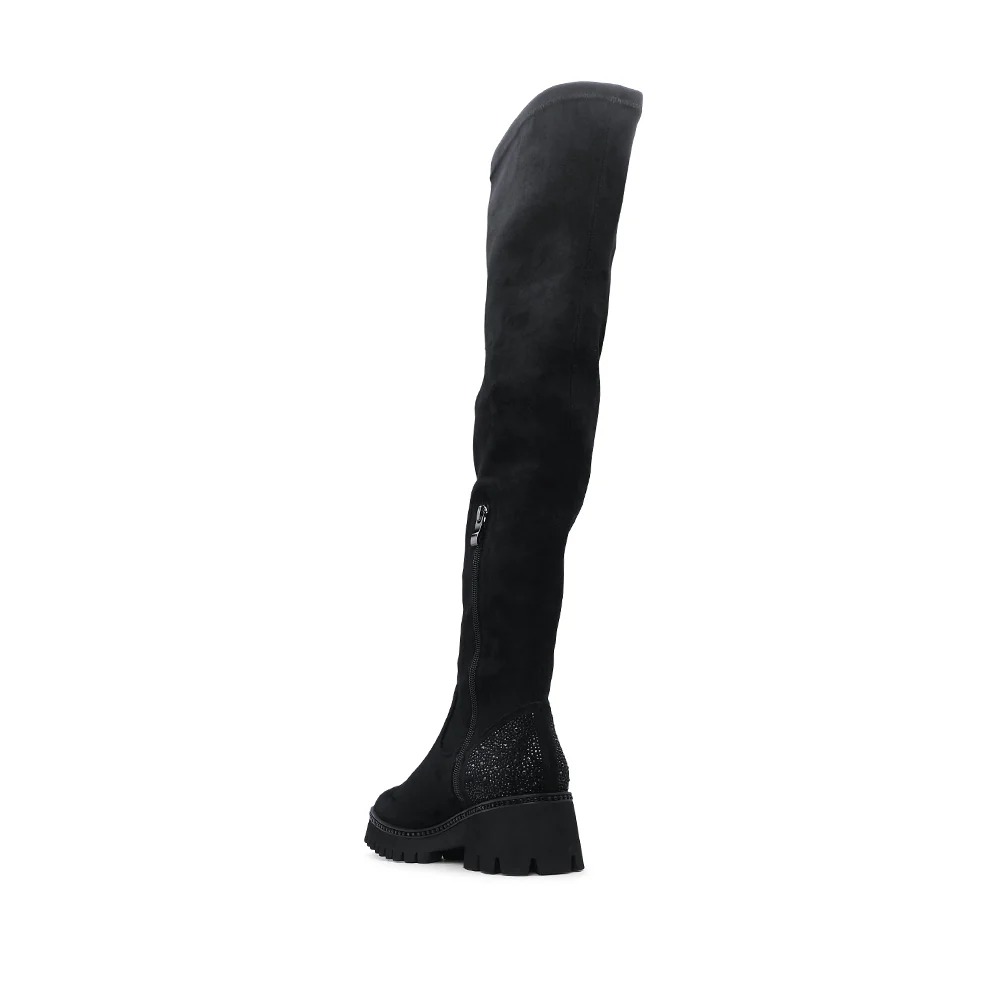 Bota Salto Médio Mulher Camurça Preto - Image 4