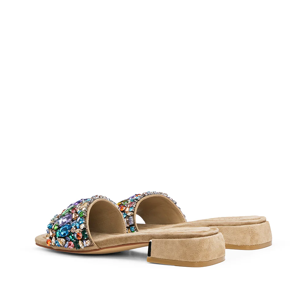 Chinelo Casual Mulher Camurça Bege - Image 3
