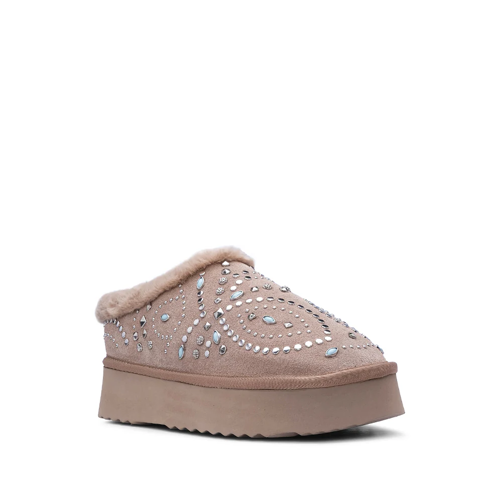 Pantufa Casual Mulher Camurça Bege - Image 3