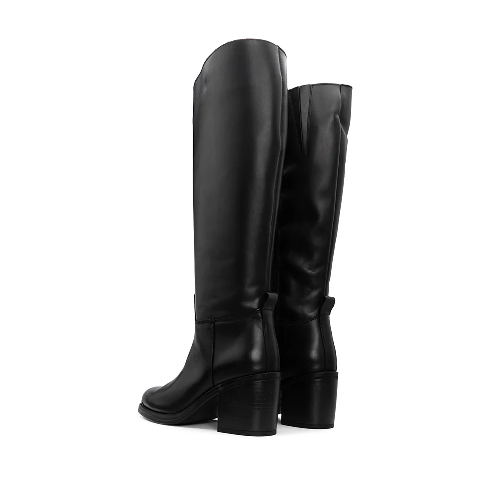 Bota Cano Alto Mulher Pele Preto - Image 4