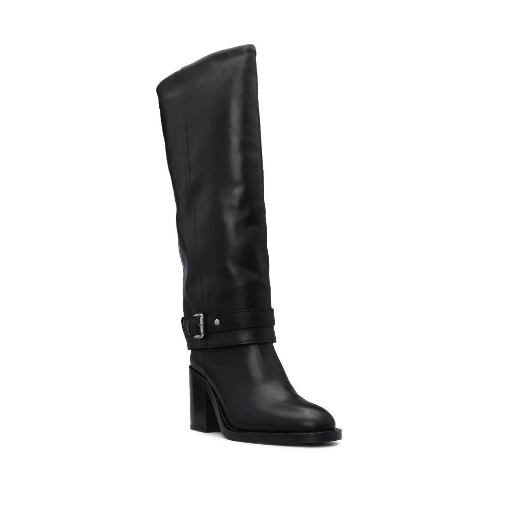 Bota Cano Alto Mulher Pele Preto - Image 3