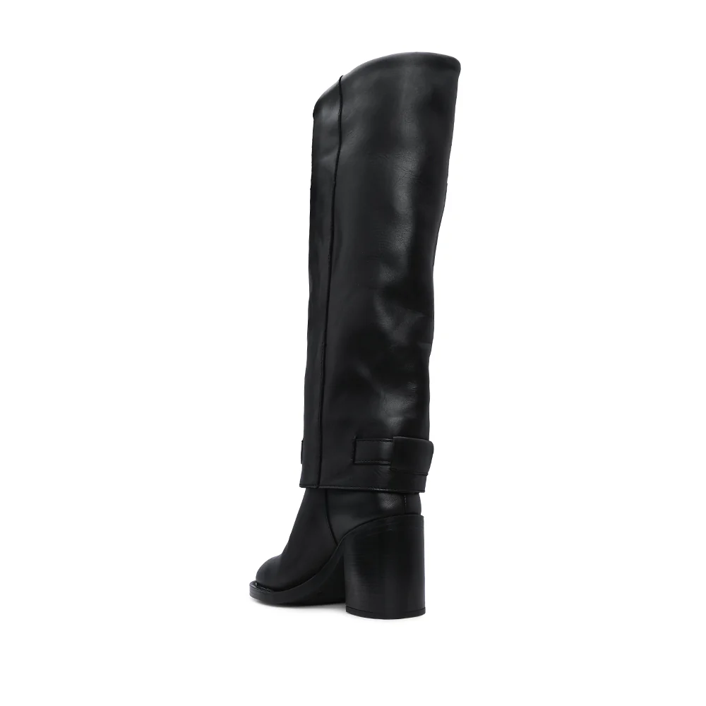 Bota Cano Alto Mulher Pele Preto - Image 4