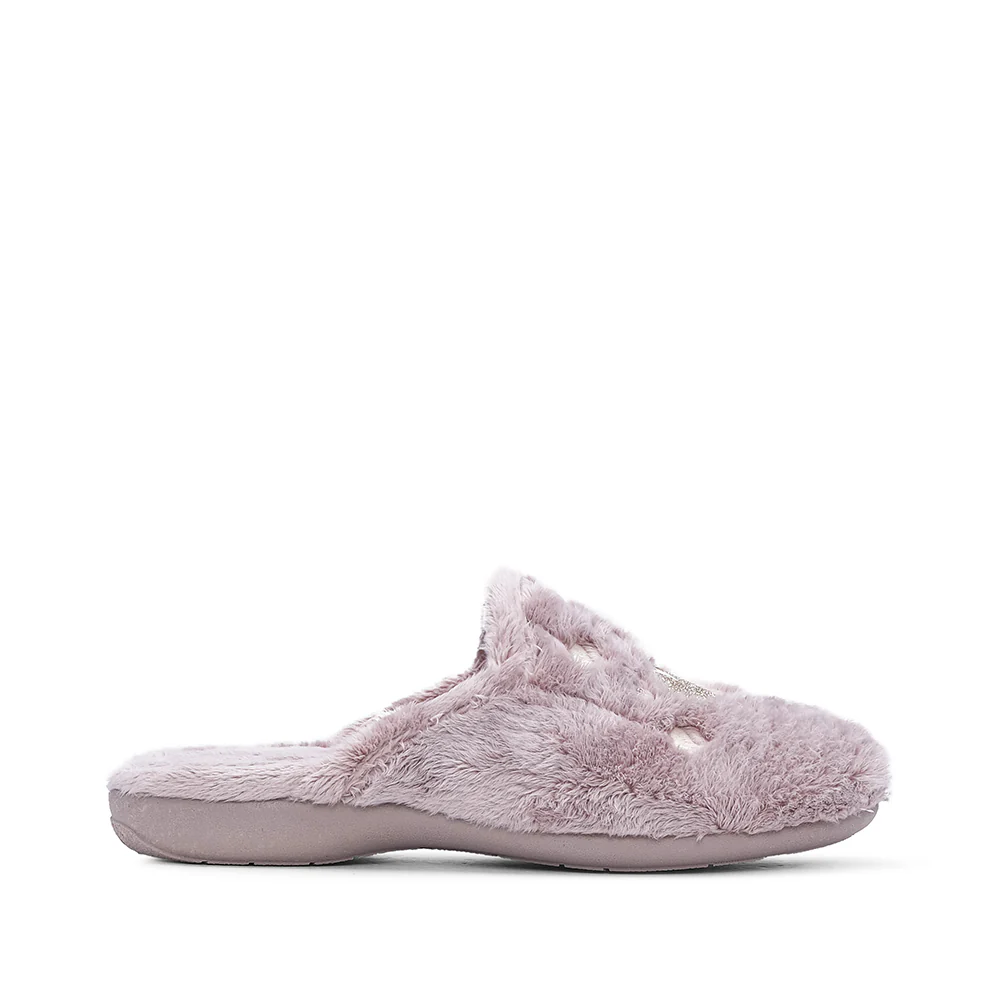 Chinelo Salto Raso Mulher Têxtil Taupe