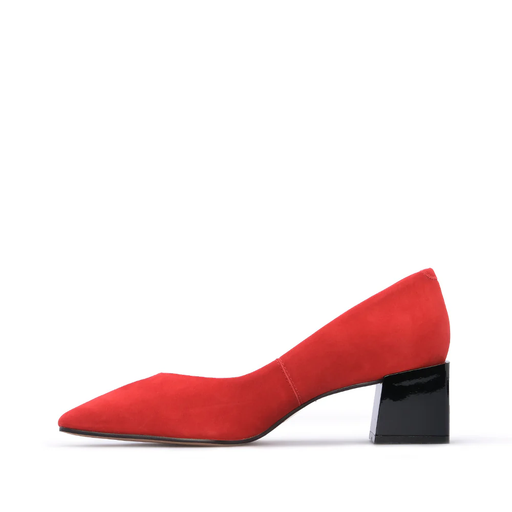 Sapato Salto Médio Mulher Nobuck Vermelho - Image 2