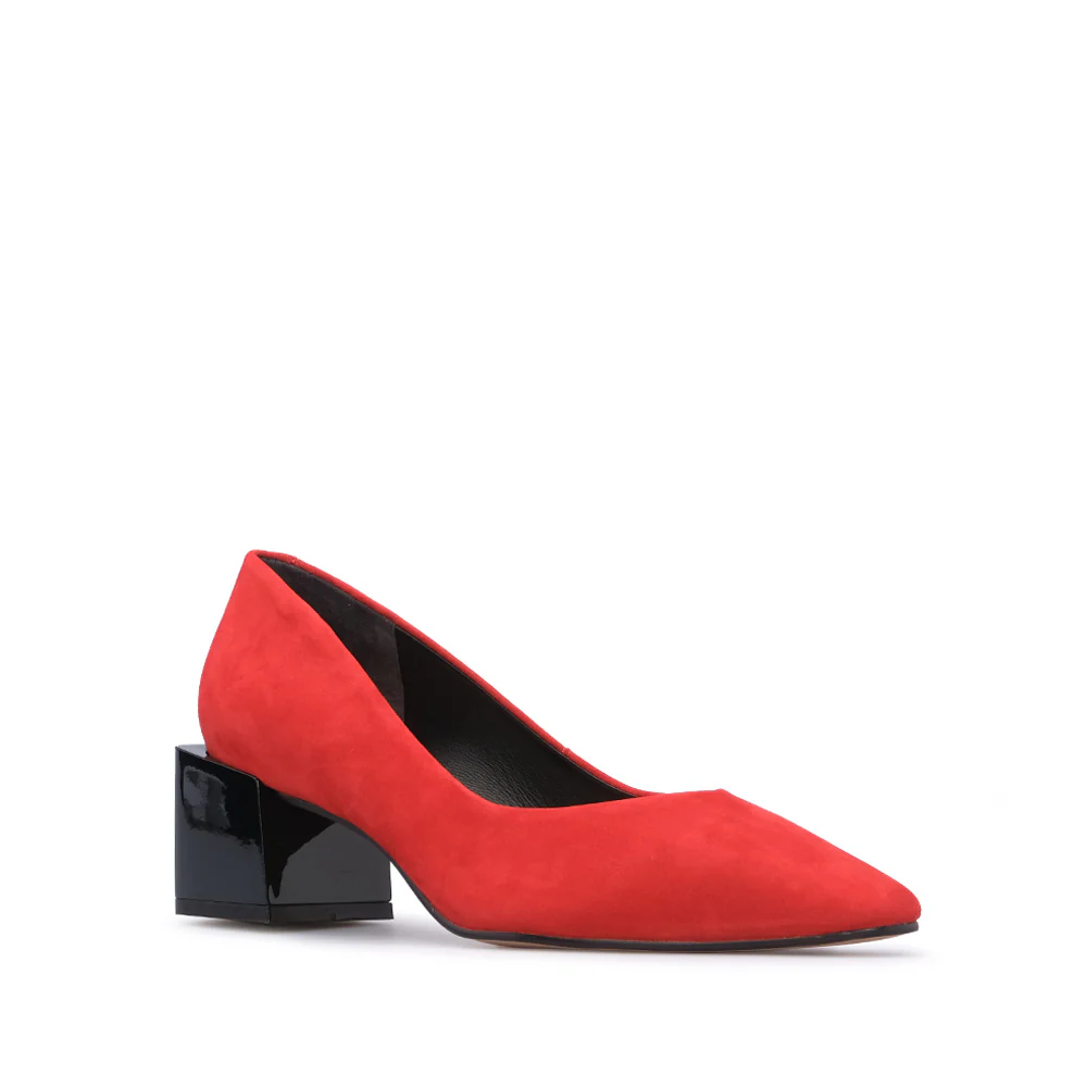 Sapato Salto Médio Mulher Nobuck Vermelho - Image 3