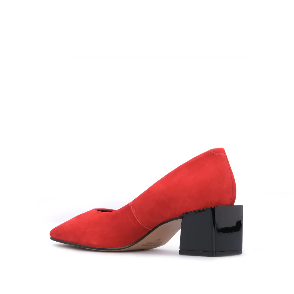 Sapato Salto Médio Mulher Nobuck Vermelho - Image 4