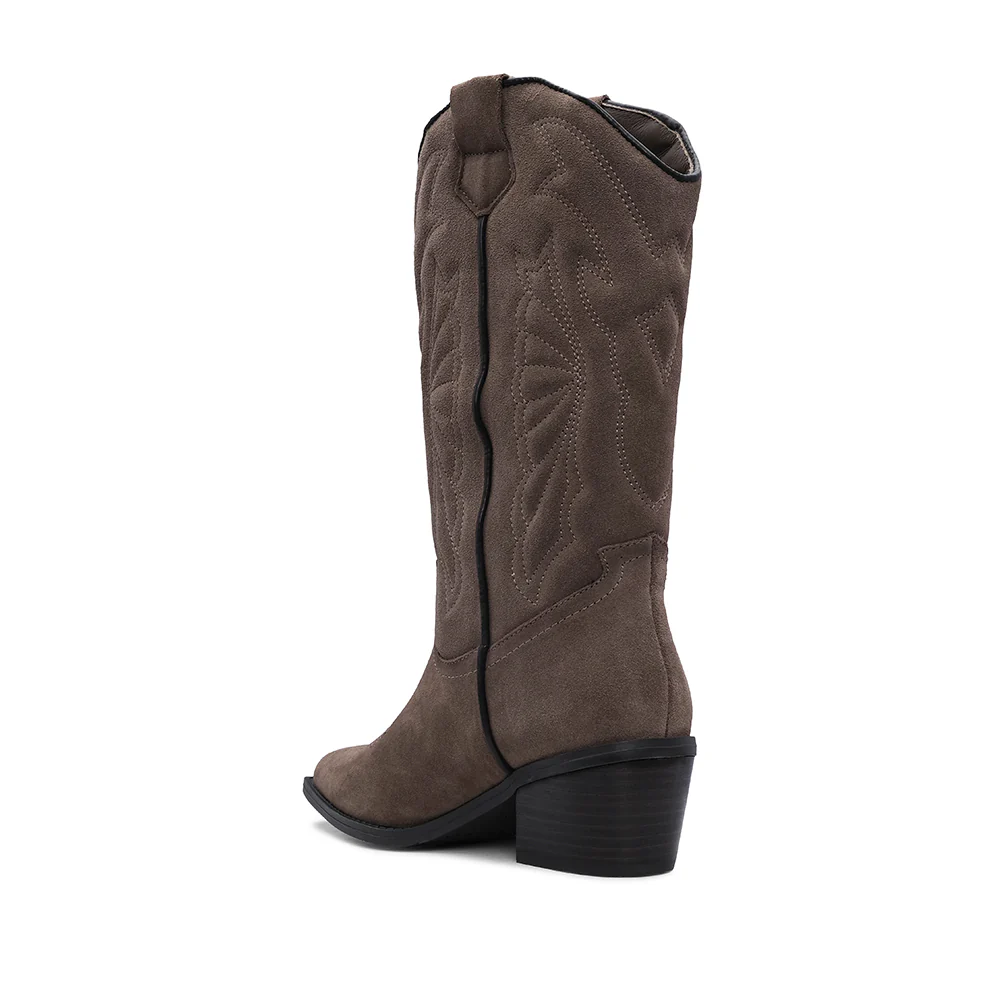 Bota Casual Mulher Camurça Taupe - Image 4