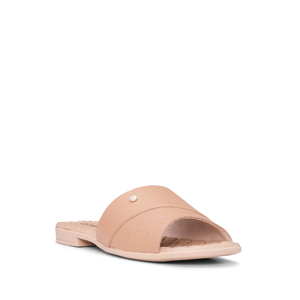 Chinelo Salto Raso Mulher Pele Taupe - Image 3