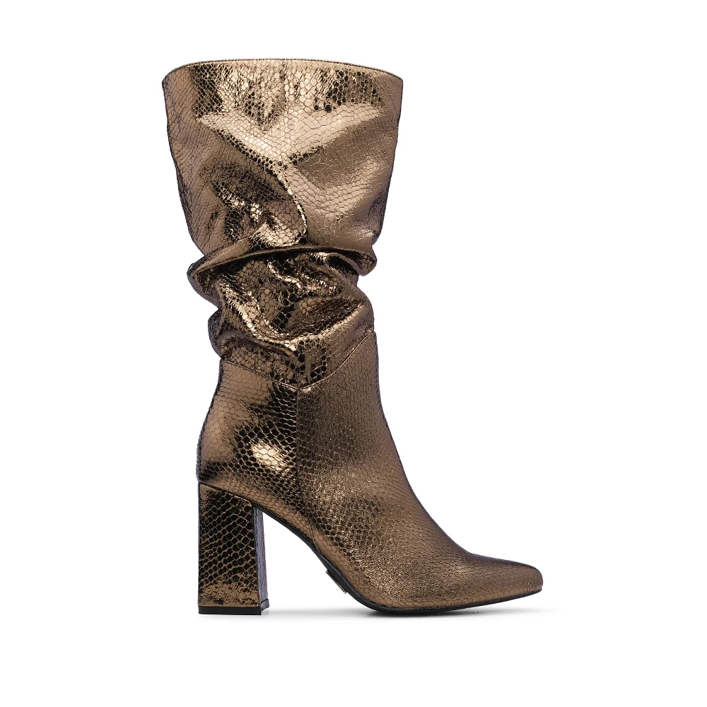 Bota Salto Alto Mulher Pele Sintética Dourado