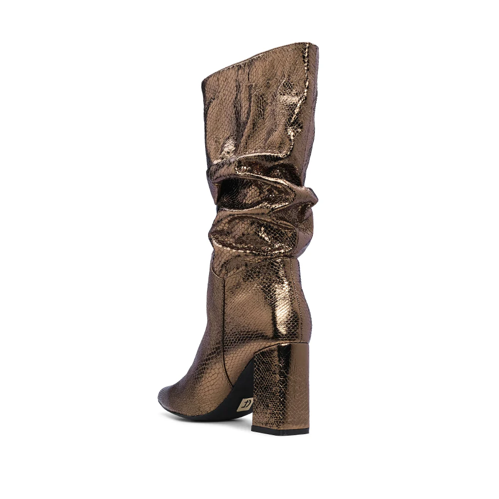 Bota Salto Alto Mulher Pele Sintética Dourado - Image 4