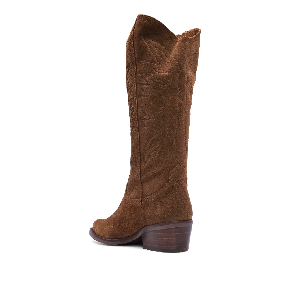 Bota Salto Médio Mulher Camurça Camel - Image 4