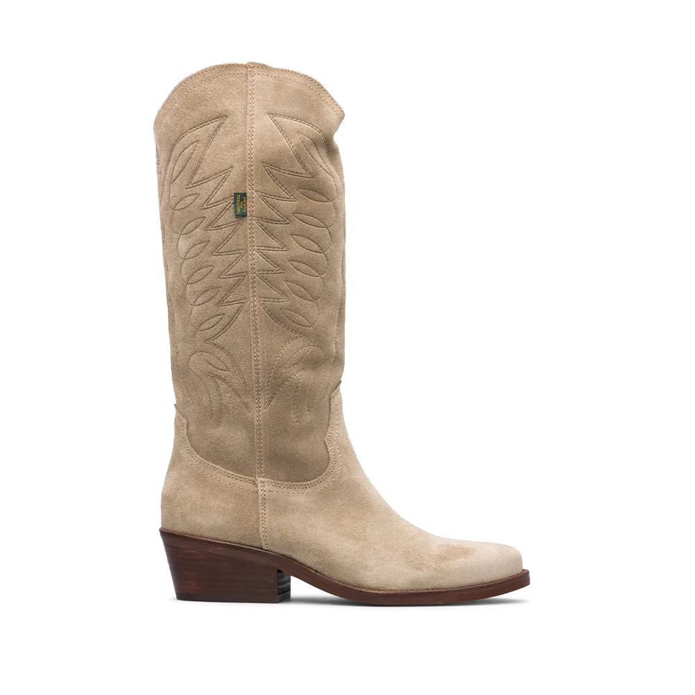 Bota Salto Médio Mulher Camurça Taupe