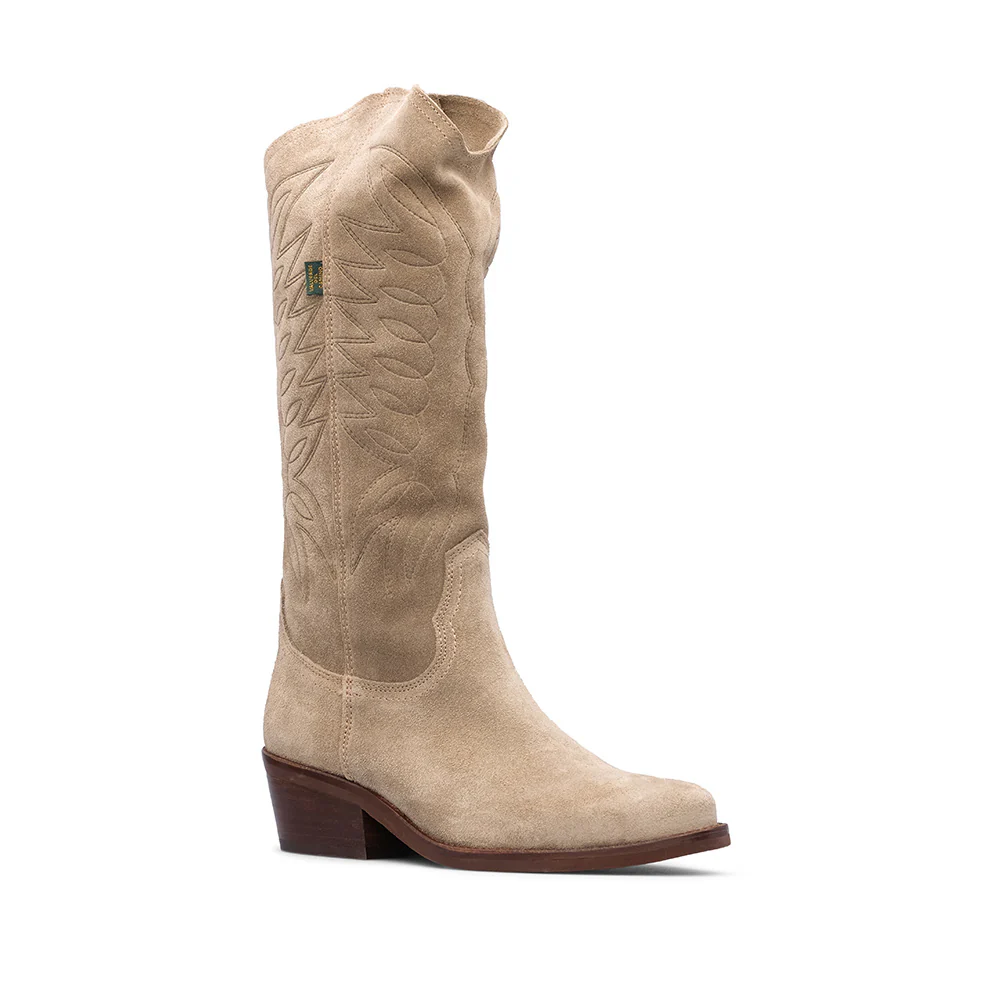 Bota Salto Médio Mulher Camurça Taupe - Image 3