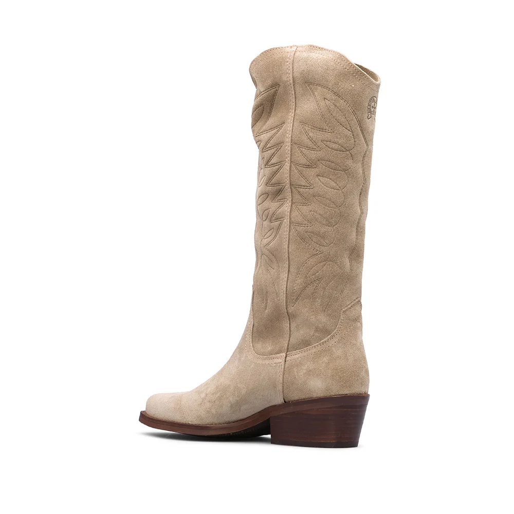 Bota Salto Médio Mulher Camurça Taupe - Image 4