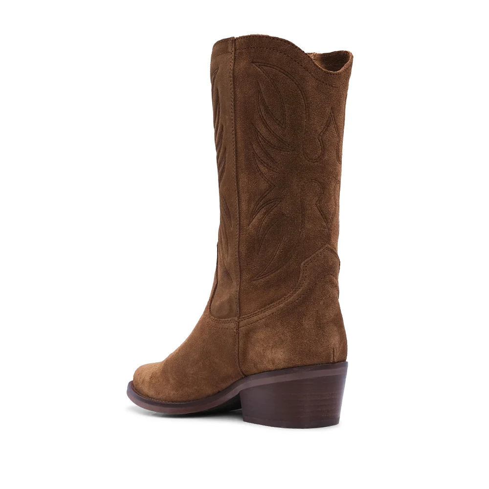 Bota Salto Médio Mulher Camurça Camel - Image 4
