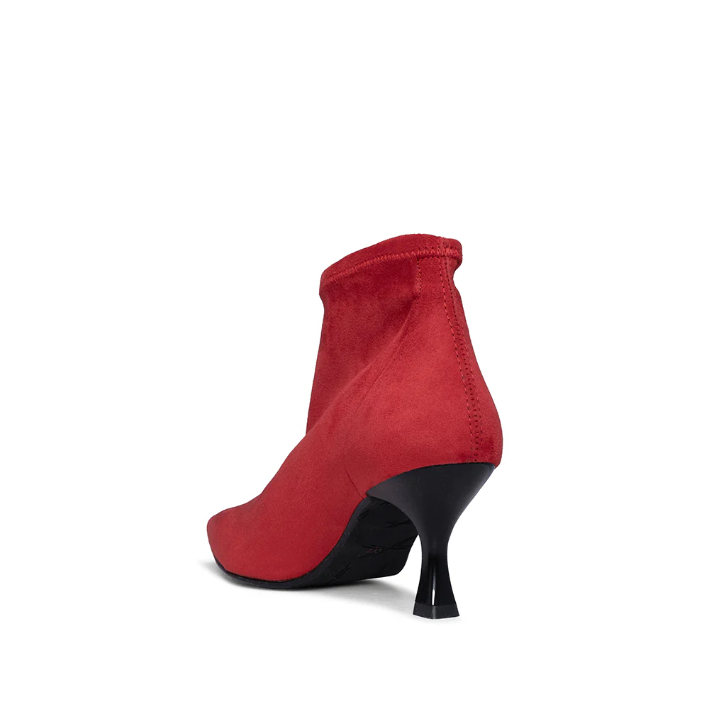 Botim Salto Médio Mulher Camurça Vermelho - Image 4