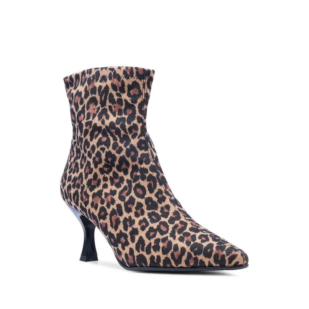 Botim Salto Médio Mulher Camurça Leopardo - Image 3