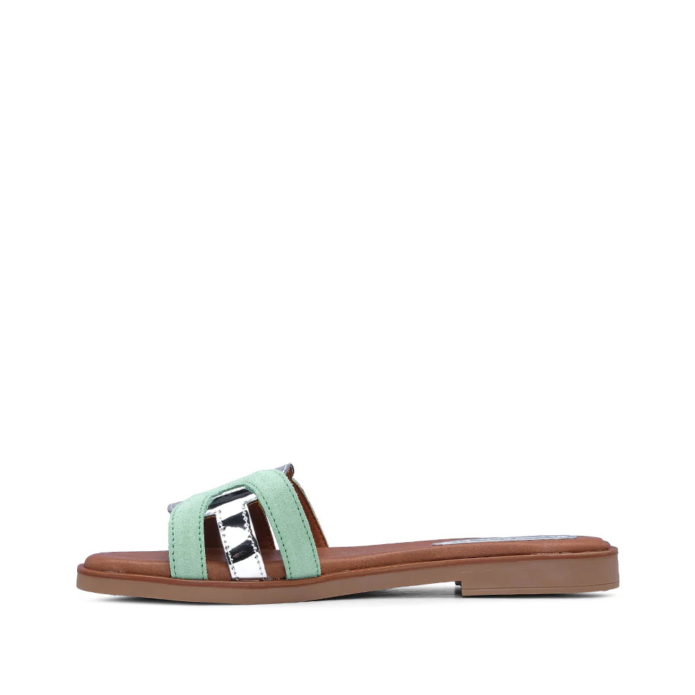 Chinelo Casual Mulher Camurça Verde Agua - Image 2
