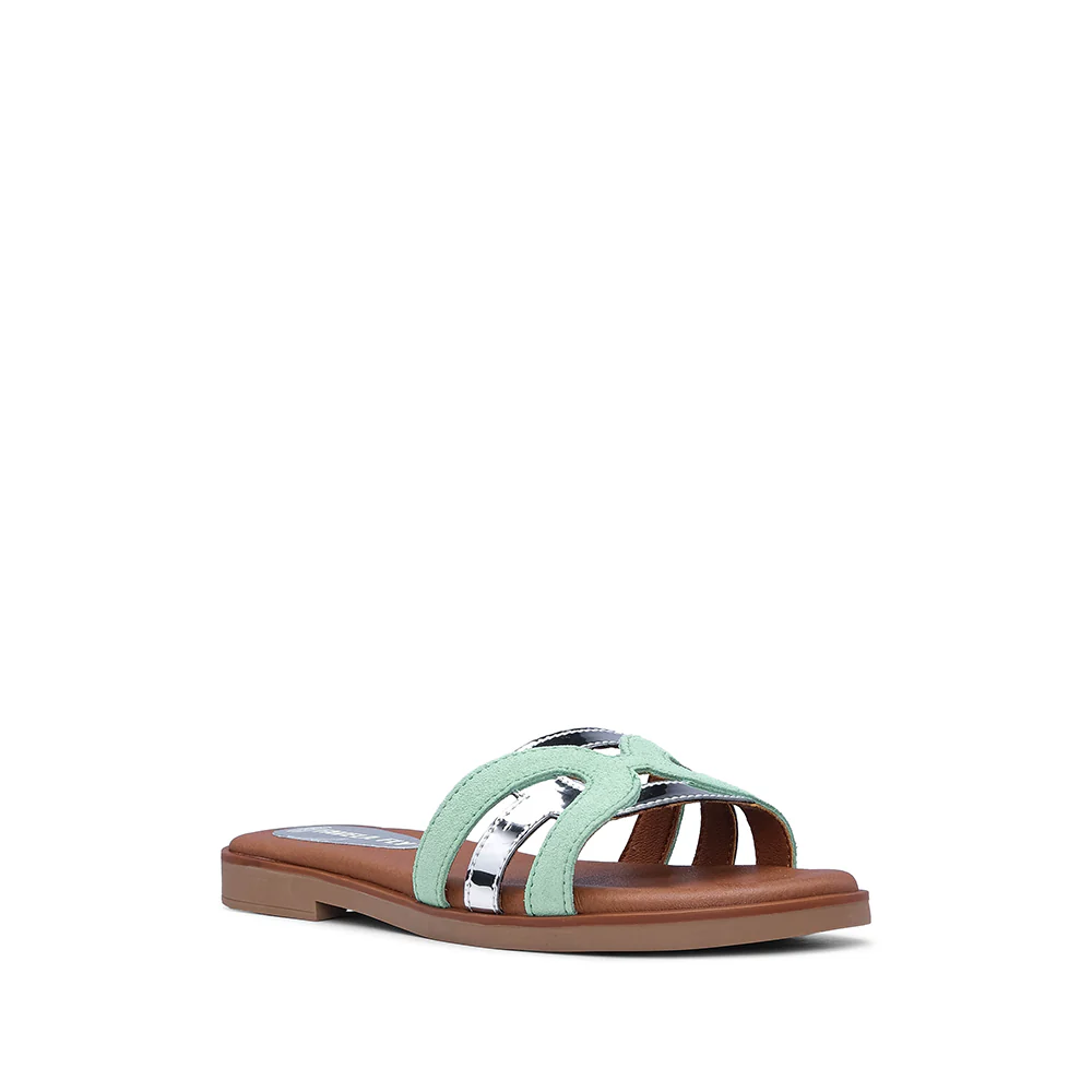 Chinelo Casual Mulher Camurça Verde Agua - Image 3