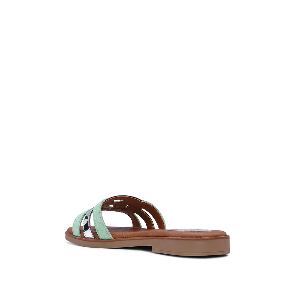 Chinelo Casual Mulher Camurça Verde Agua - Image 4