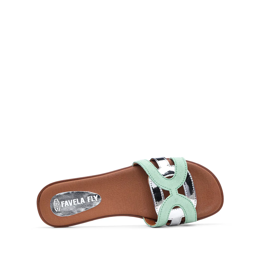 Chinelo Casual Mulher Camurça Verde Agua - Image 5