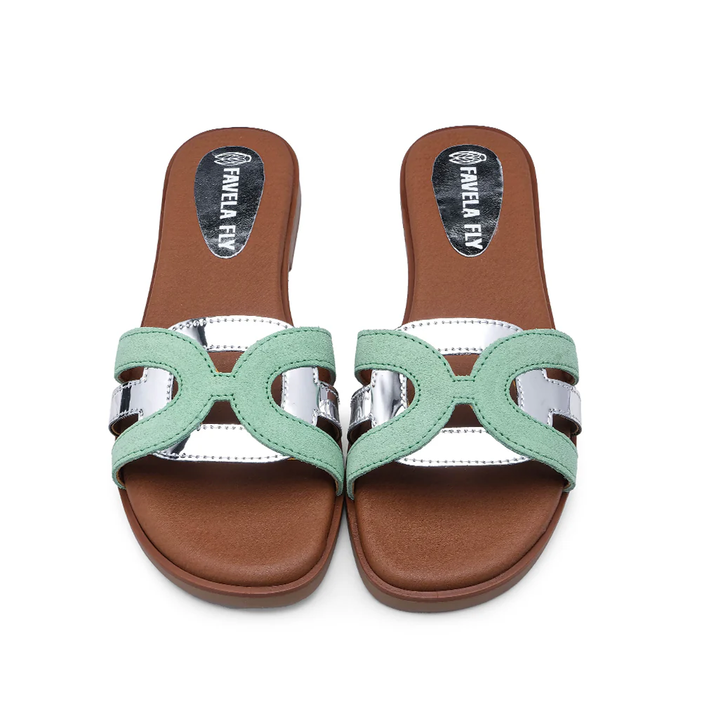 Chinelo Casual Mulher Camurça Verde Agua - Image 6