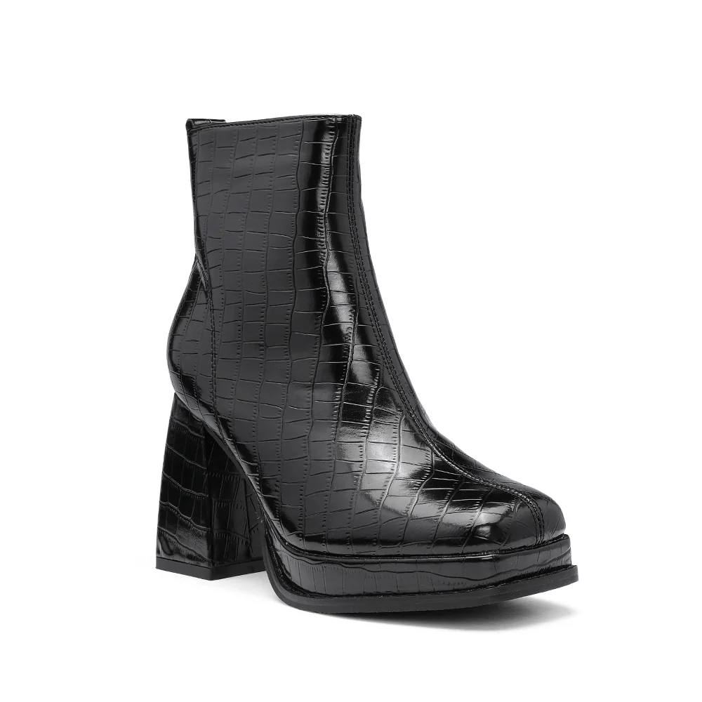 Botim Salto Alto Mulher Animal Print Preto - Image 3