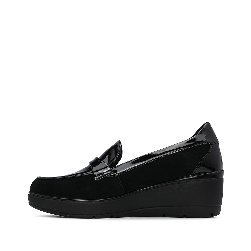 Sapato Salto Cunha Mulher Verniz Preto - Image 2