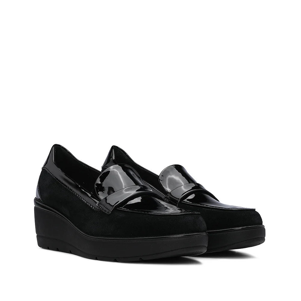 Sapato Salto Cunha Mulher Verniz Preto - Image 3