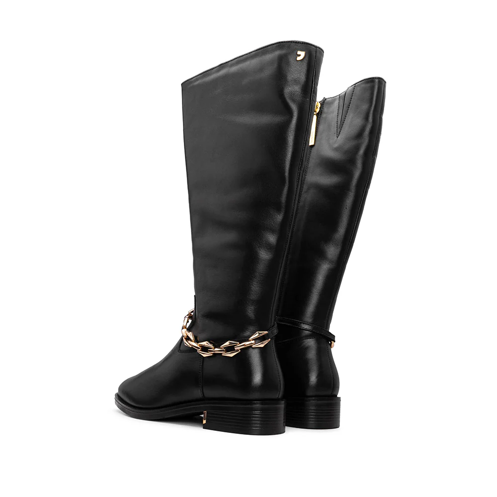 Bota Cano Alto Mulher Pele Preto - Image 4