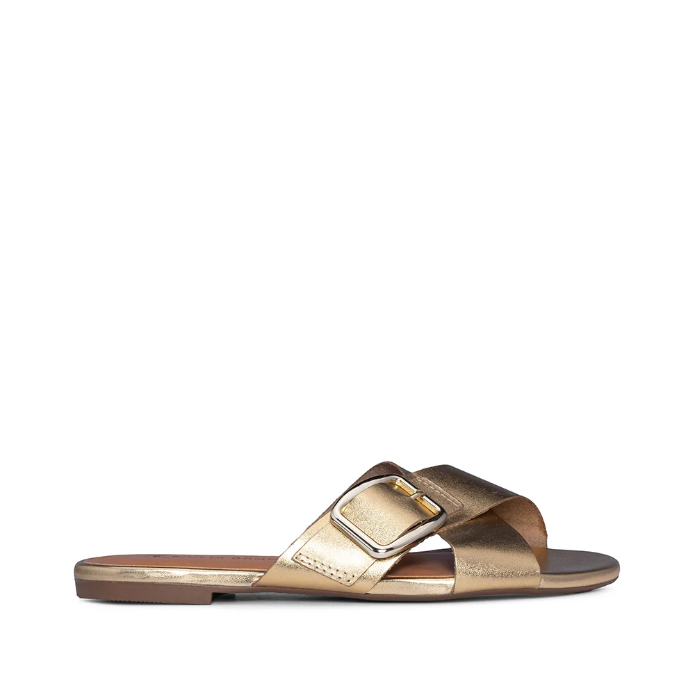 Chinelo Salto Raso Mulher Pele Dourado