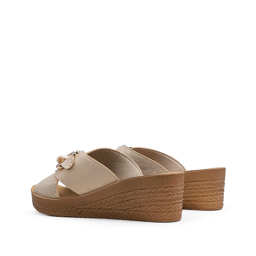 Chinelo Salto Cunha Mulher Bege - Image 3