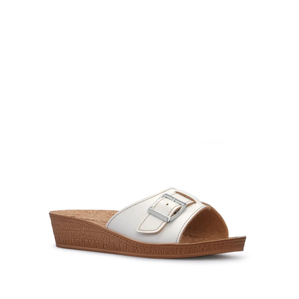 Chinelo Salto Raso Mulher Pele Sintética Branco - Image 2