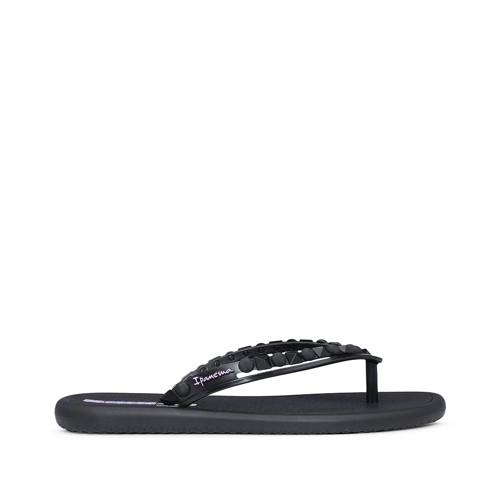 Chinelo Salto Raso Mulher Pele Sintética Preto