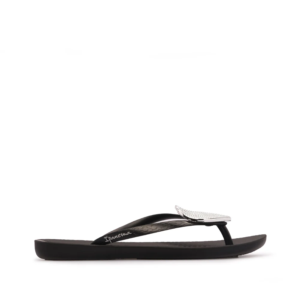 Chinelo Salto Raso Mulher Pele Sintética Preto