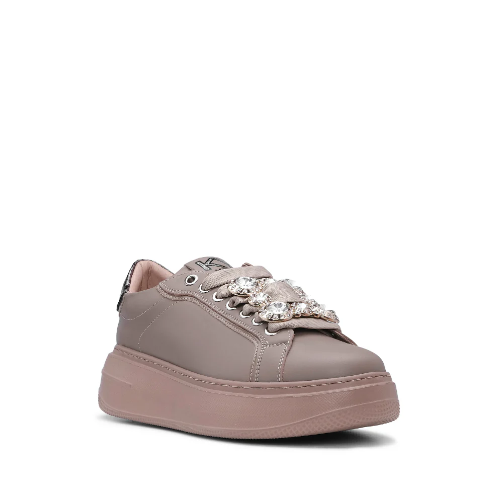 Sapatilha Casual Mulher Pele Taupe - Image 3