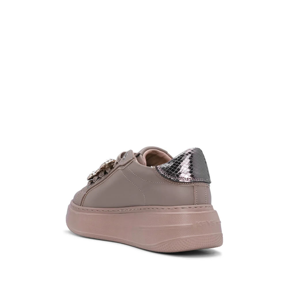 Sapatilha Casual Mulher Pele Taupe - Image 4