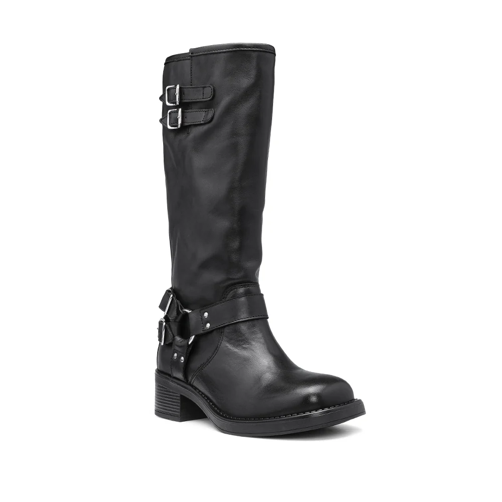 Bota Biker Mulher Pele Preto - Image 3