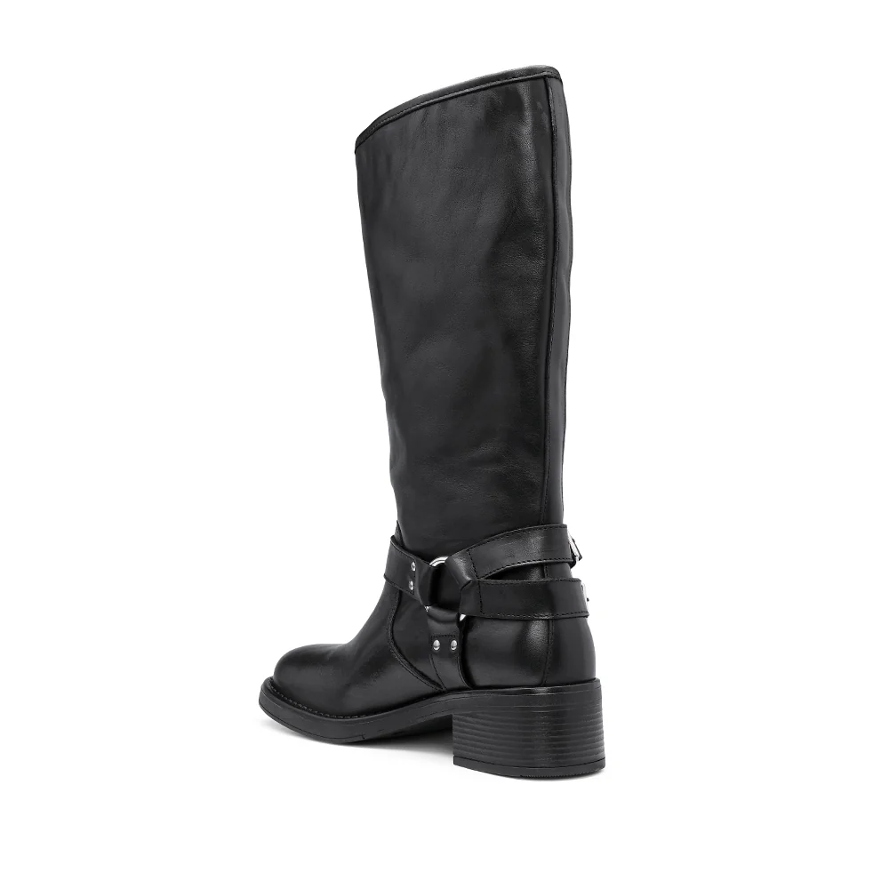 Bota Biker Mulher Pele Preto - Image 4