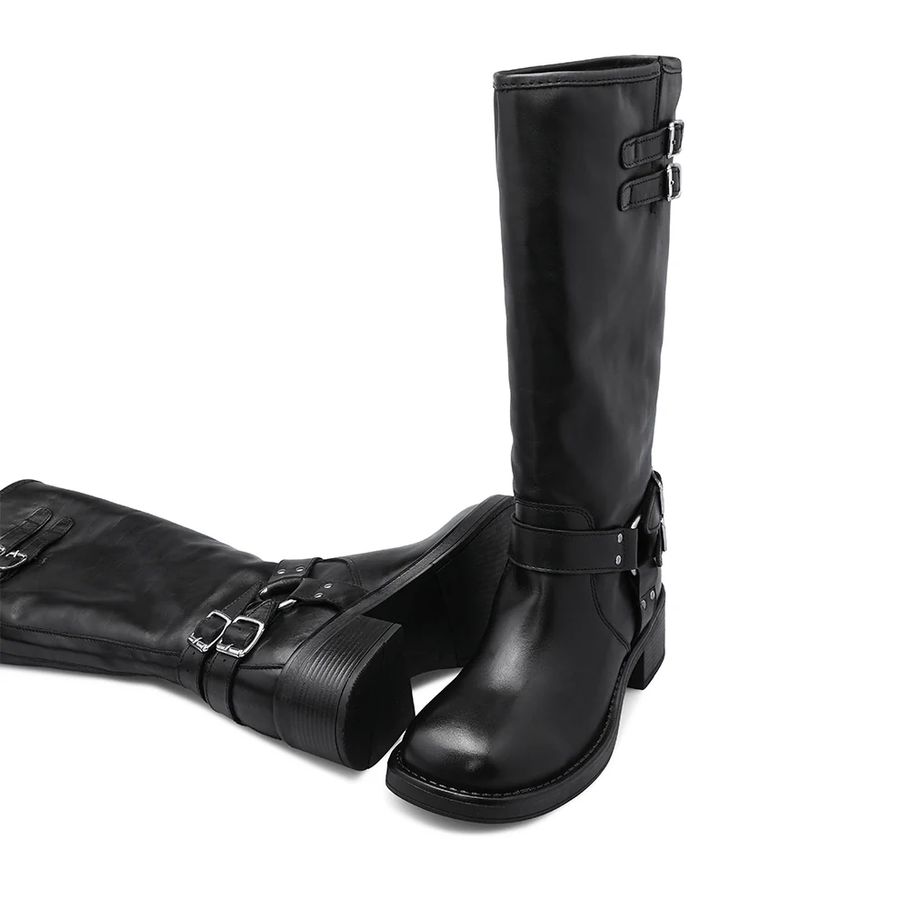 Bota Biker Mulher Pele Preto - Image 5