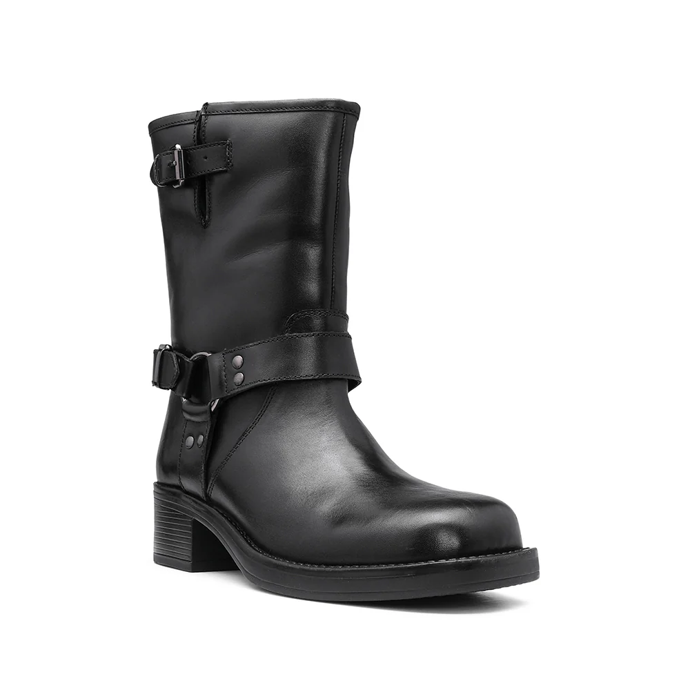 Bota Biker Mulher Pele Preto - Image 3