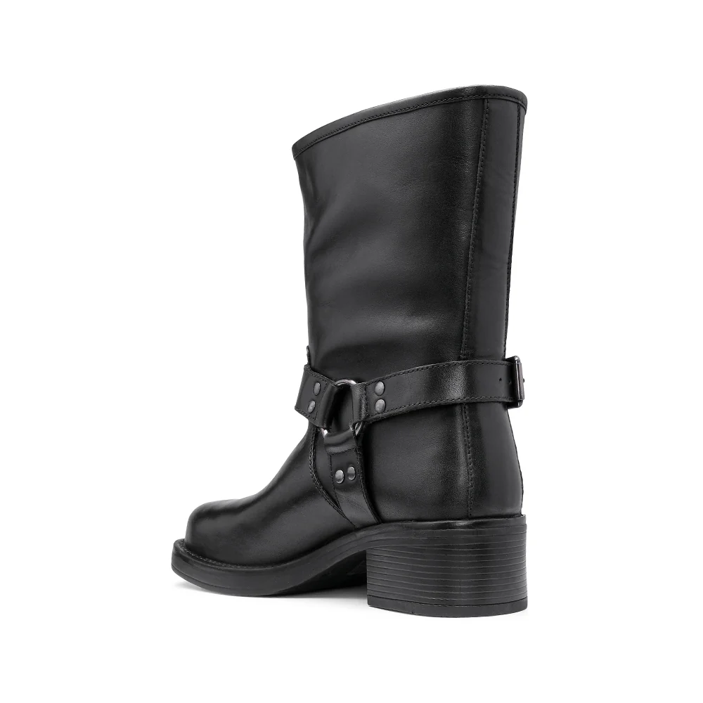 Bota Biker Mulher Pele Preto - Image 4