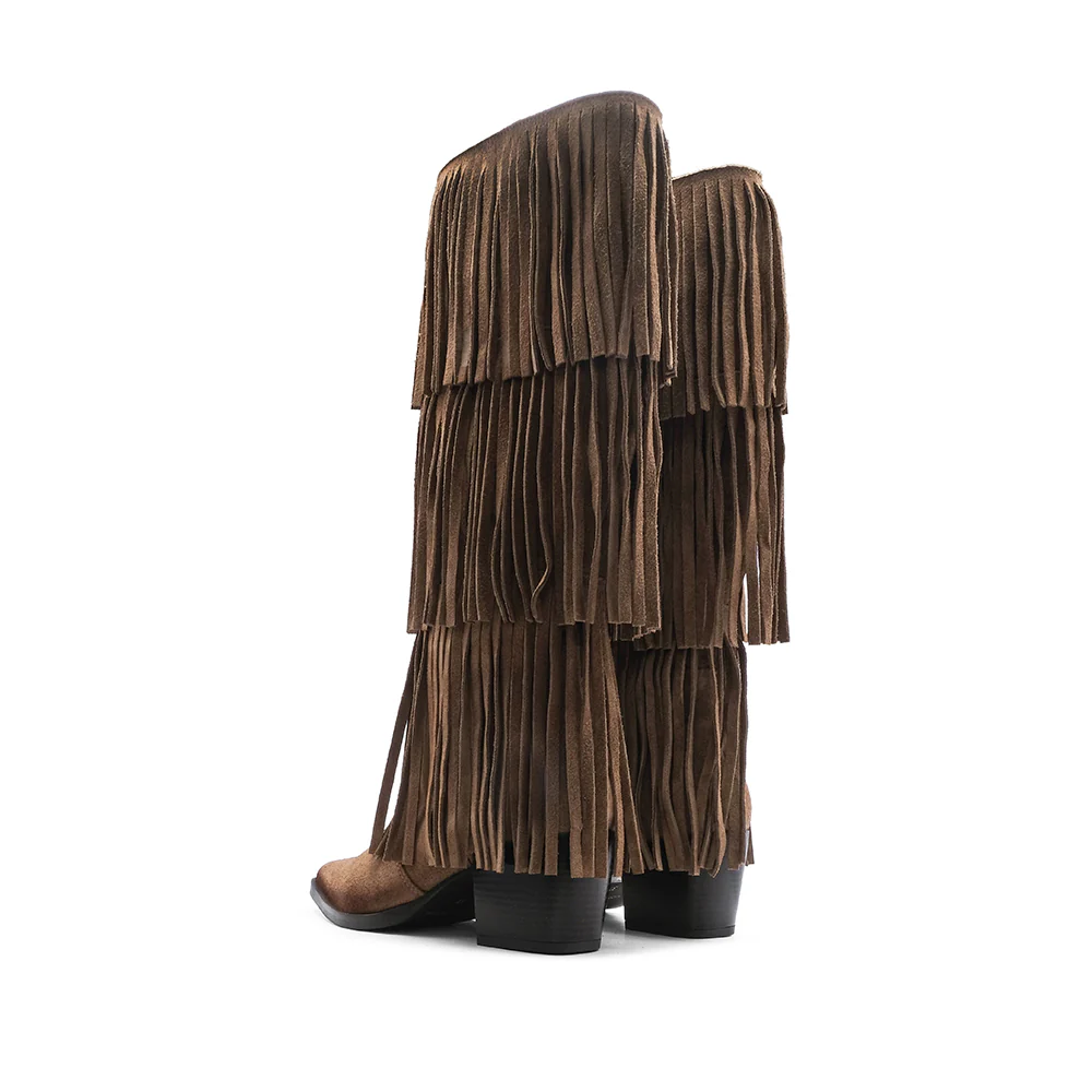 Bota Cano Alto Mulher Camurça Taupe - Image 4