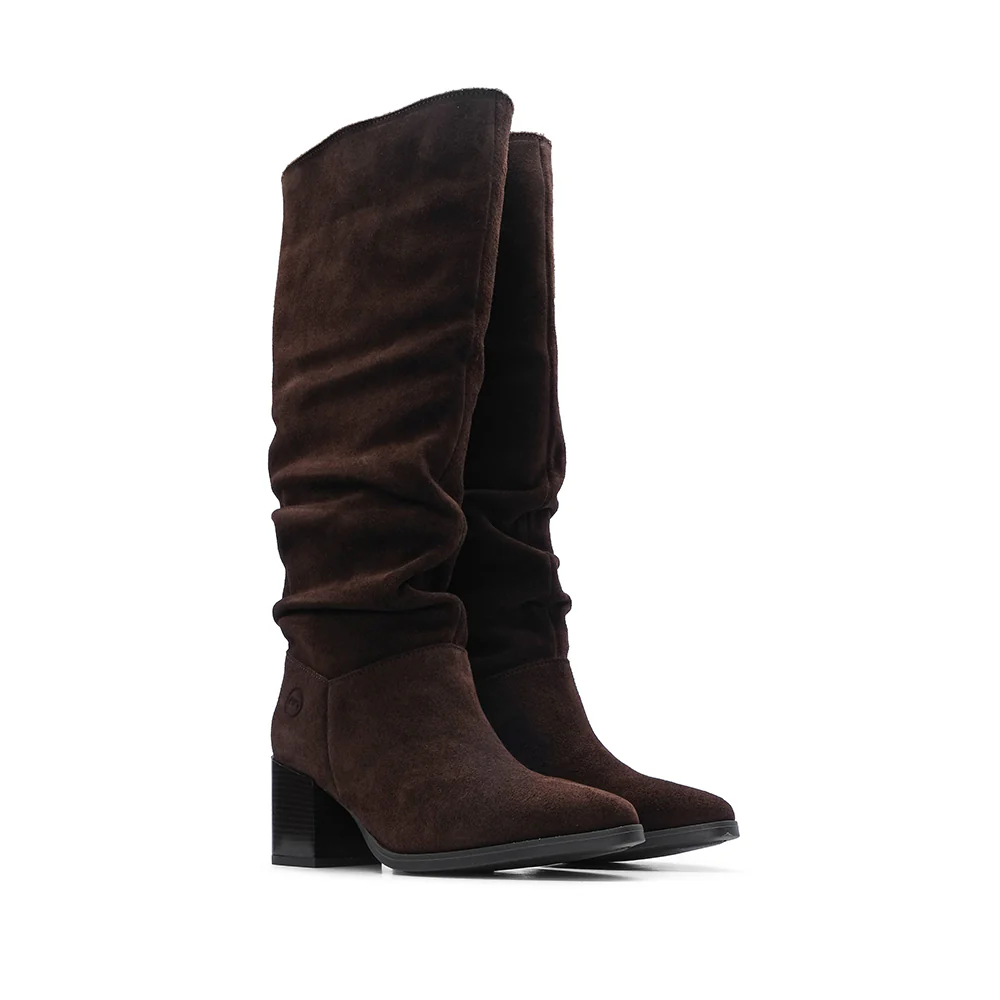 Bota Cano Alto Mulher Camurça Castanho - Image 2
