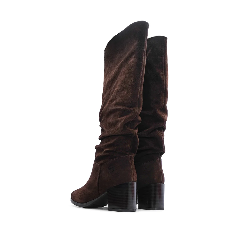 Bota Cano Alto Mulher Camurça Castanho - Image 3