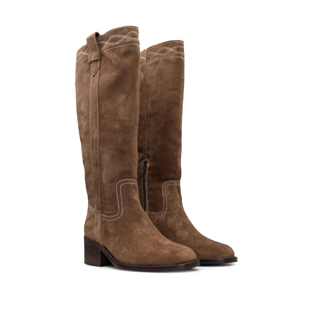 Bota Cano Alto Mulher Camurça Castanho - Image 3