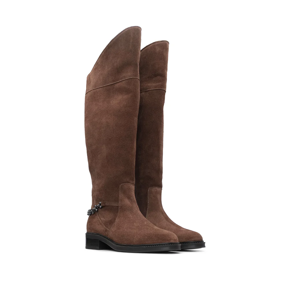 Bota Cano Alto Mulher Camurça Castanho - Image 3