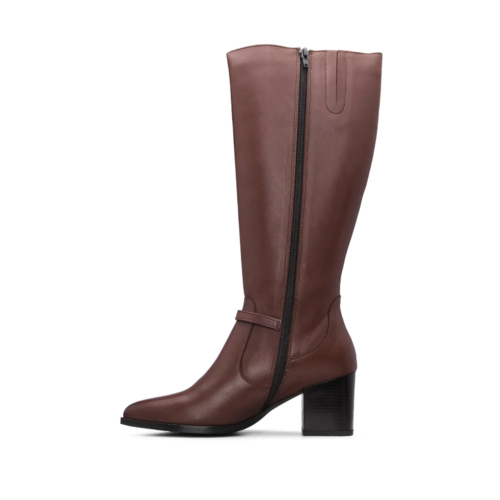 Bota Cano Alto Mulher Pele Castanho - Image 2